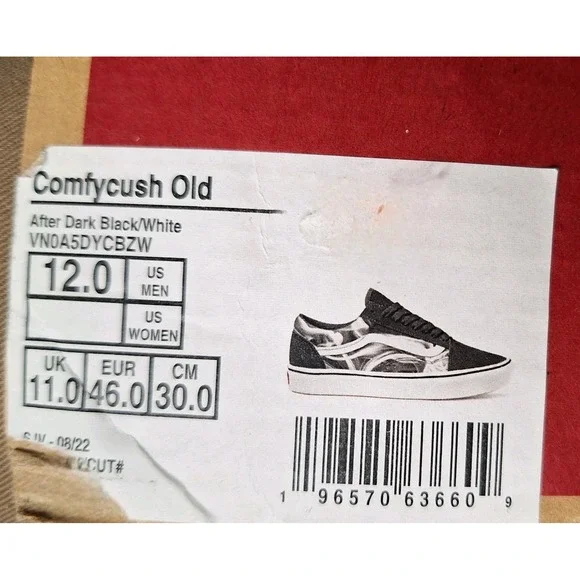 Men Sz 12 Vans Old School Comfy Cush Black White Swirl Sneakers CC After Dark - Picture 2 of 11